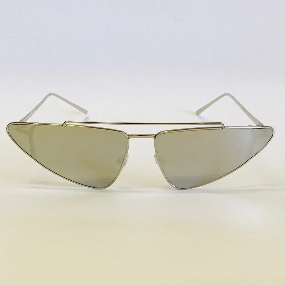 Cat Eye Triangle‎ Sunglasses Silver Mirror Reflective Lens UV400 Protect Lenetes
